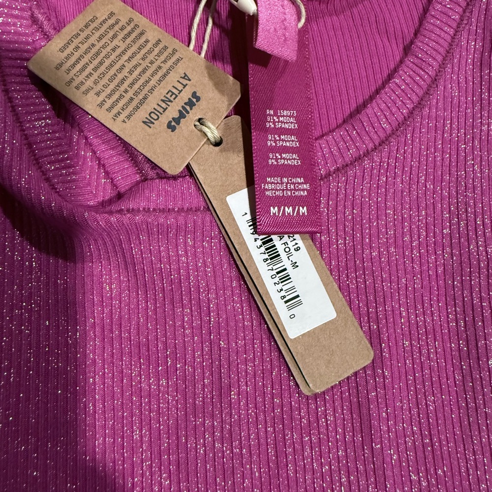 SKIMS Fuchsia Ribbed Maxi Racerback Dress